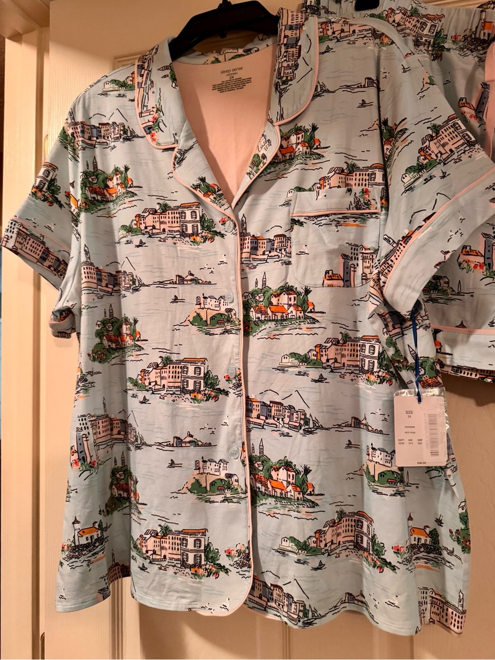 Women's Light Blue Scenic Print Pajama Set by Sleep Sense NWT - Picture 4 of 5